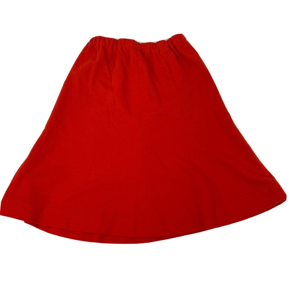Vintage 1970s Pre-teen Girls Skirt Mod Bright Stretch Knit‎ Red Sz 10  Handmade